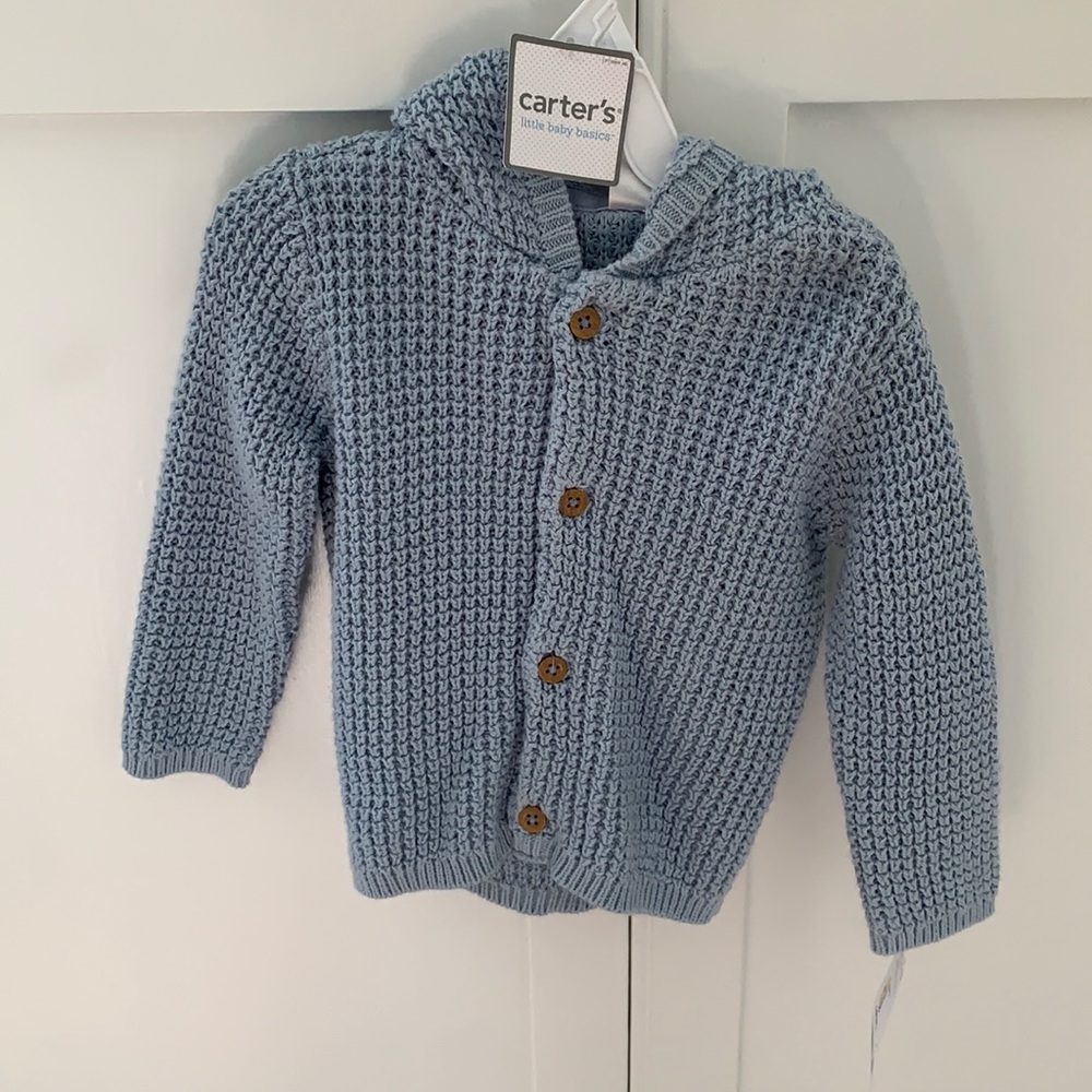 Carters Baby Blue hooded Sweater - size 9 months